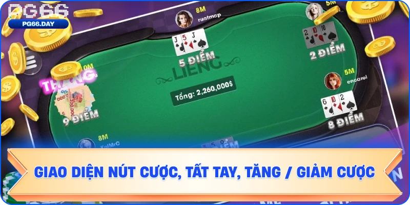 Hình ảnh đề xuất: Giao diện nút cược, tất tay, tăng/giảm cược