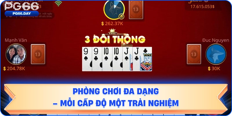 Phòng chơi tiến lên miền nam đa dạng – Mỗi cấp độ một trải nghiệm